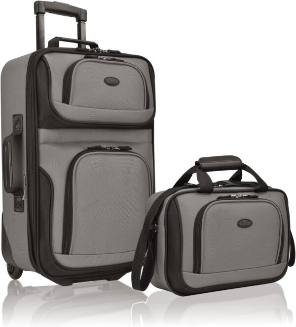 U.S. Traveler Rio Rugged Fabric Expandable Carry-on Luggage, Grey, Set