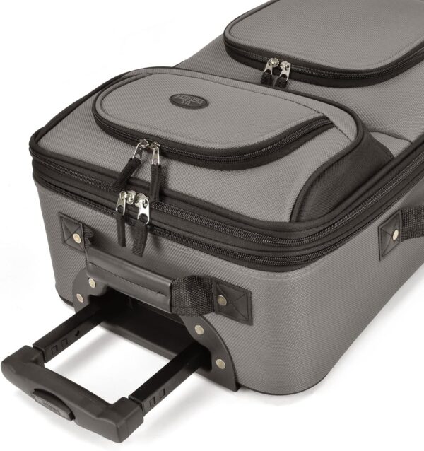 U.S. Traveler Rio Rugged Fabric Expandable Carry-on Luggage, Grey, Set - Image 6