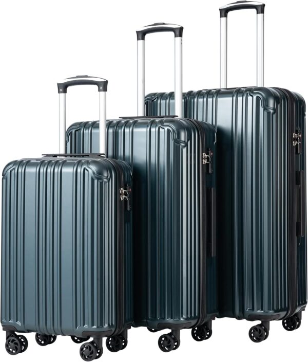 COOLIFE Luggage Expandable Suitcase PC+ABS 3 Piece Set with TSA Lock Spinner Carry on 20in24in28in (Teal, 3 piece set)