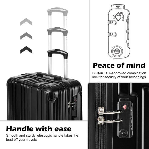 COOLIFE Luggage Expandable Suitcase PC+ABS 3 Piece Set with TSA Lock Spinner Carry on 20in24in28in (Teal, 3 piece set) - Image 4