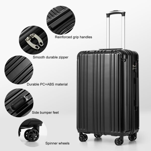 COOLIFE Luggage Expandable Suitcase PC+ABS 3 Piece Set with TSA Lock Spinner Carry on 20in24in28in (Teal, 3 piece set) - Image 3
