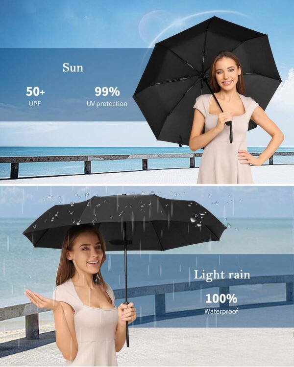 Compact Travel Umbrella – Windproof, Lightweight, Automatic Open/Close, Durable Waterproof Canopy for Rain & Sun, UV Protection, Perfect for Travel, Backpack, Purse, or Everyday Use - Image 5