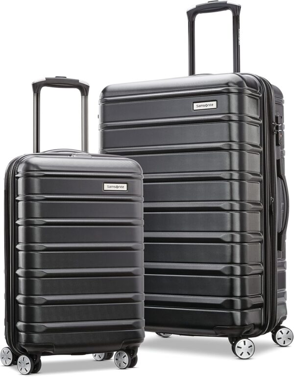 Samsonite Omni 2 Hardside Expandable Luggage with Spinner Wheels, 2-Piece Set (19/24), Midnight Black