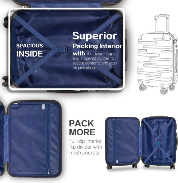 Coolife Luggage Expandable(only 28") Suitcase 3 Piece Set with TSA Lock Spinner 20in24in28in (blue) - Image 6