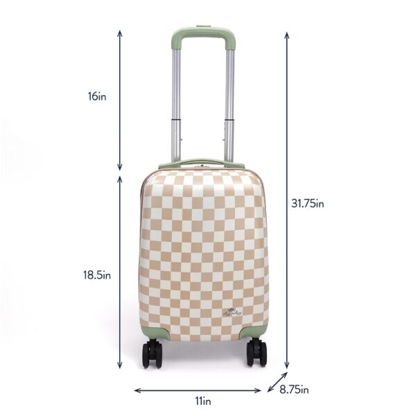 Itzy Ritzy Toddler Suitcase with Adjustable Handle, 360-Degree Spinner Wheels, 2 Interior Compartments and Hard Shell Design; Perfect Kids Luggage with Wheels for Ages 3 and Up (Checkerboard) - Image 9