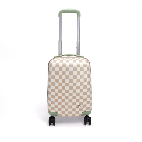 Itzy Ritzy Toddler Suitcase with Adjustable Handle, 360-Degree Spinner Wheels, 2 Interior Compartments and Hard Shell Design; Perfect Kids Luggage with Wheels for Ages 3 and Up (Checkerboard)