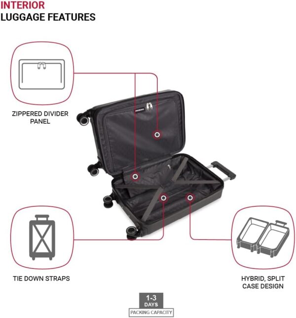 SwissGear 8090 Hardside Expandable Luggage with Spinner Wheels, Black, Carry-On 20-Inch - Image 4