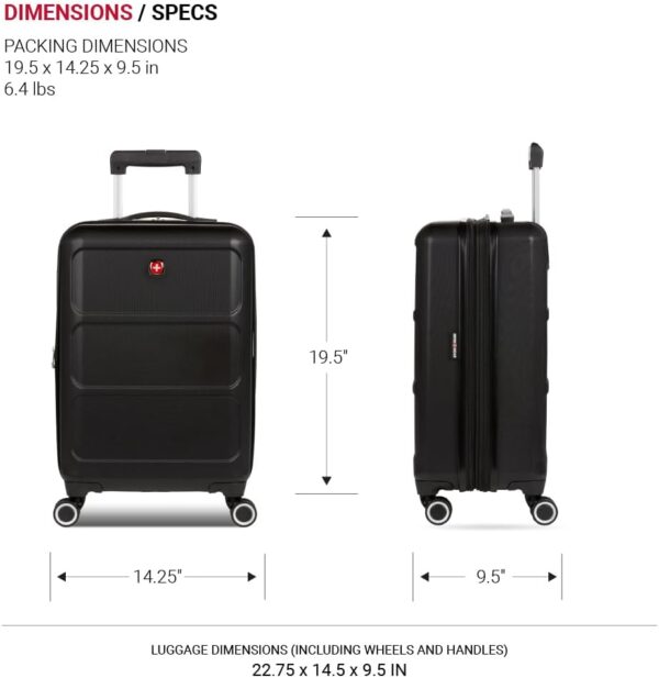 SwissGear 8090 Hardside Expandable Luggage with Spinner Wheels, Black, Carry-On 20-Inch - Image 5