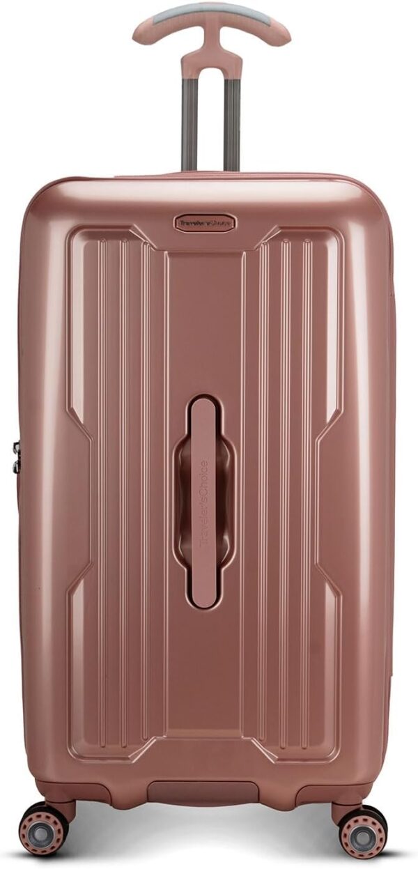 Traveler's Choice Ultimax II 26" Medium Trunk Spinner Luggage, Tie Down Straps, Pink Rose, Checked Inch - Image 2