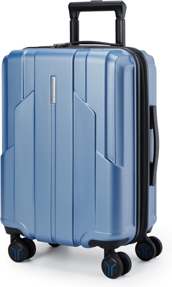 BAGSMART Carry On Luggage 22x14x9 Airline Approved, 1OO% PC Hardside Expandable Luggage with TSA Lock, 20 Inch Travel Suitcase with Spinner Wheels, Blue