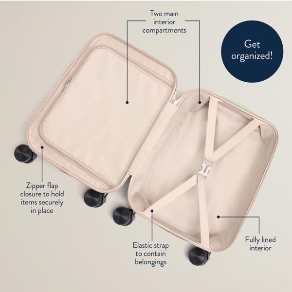 Itzy Ritzy Toddler Suitcase with Adjustable Handle, 360-Degree Spinner Wheels, 2 Interior Compartments and Hard Shell Design; Perfect Kids Luggage with Wheels for Ages 3 and Up (Checkerboard) - Image 4