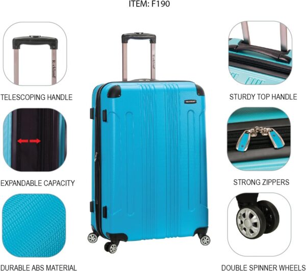 Rockland London Hardside Spinner Wheel Luggage, Green, 28-24-20-Inch - Image 4