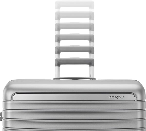 Framelock Max 21” Carry-On Hardshell Zipperless Luggage - Highly Secure Integrated Eazylock™ Mechanism - RightHeight™ Adjustable Handle System - 360° Spinner Wheels - Airline Approved - Glacial Silver - Image 2