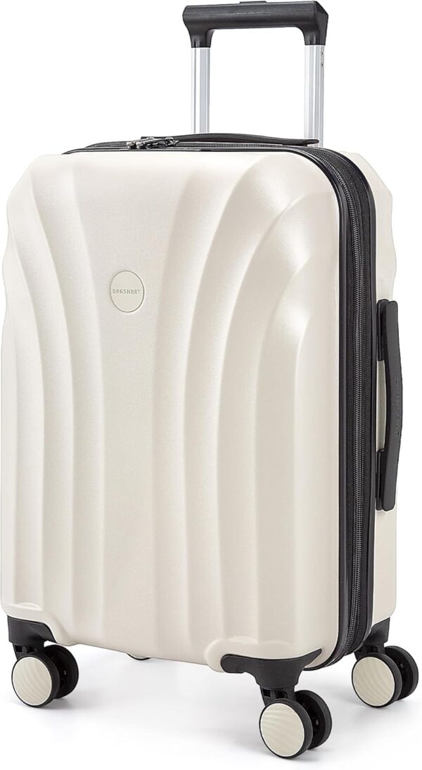 BAGSMART Carry On Luggage 22x14x9 Airline Approved with TSA Lock, Expandable Hard Shell Suitcase with Spinner Wheels, Lightweight 20 Inch Travel Rolling Carry-On Luggage, Off White