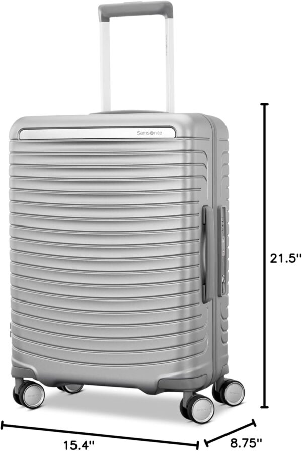Framelock Max 21” Carry-On Hardshell Zipperless Luggage - Highly Secure Integrated Eazylock™ Mechanism - RightHeight™ Adjustable Handle System - 360° Spinner Wheels - Airline Approved - Glacial Silver - Image 6