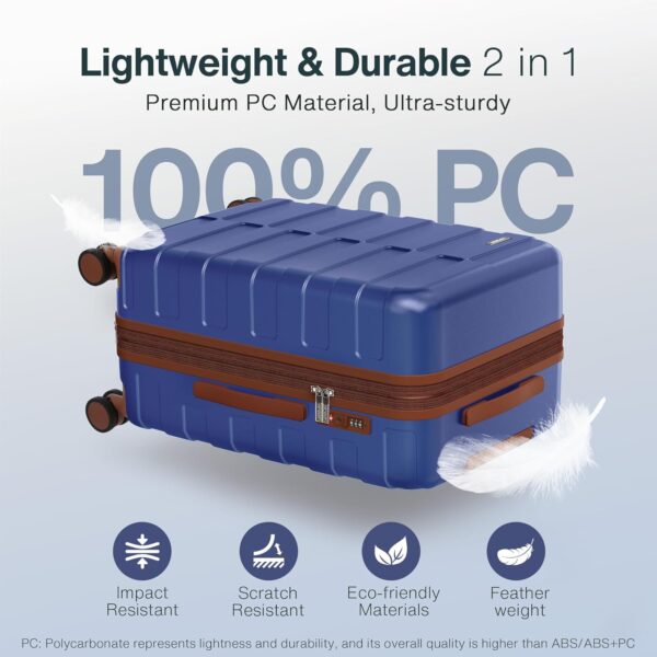 Luggage Sets 3 Piece Hardside (3-YEARS VIP SERVICE) Lightweight Expandable Ultra Durable 100% PC Carry On Travel Suitcase set with TSA Lock Spinner Wheels, Classic Blue - Image 4
