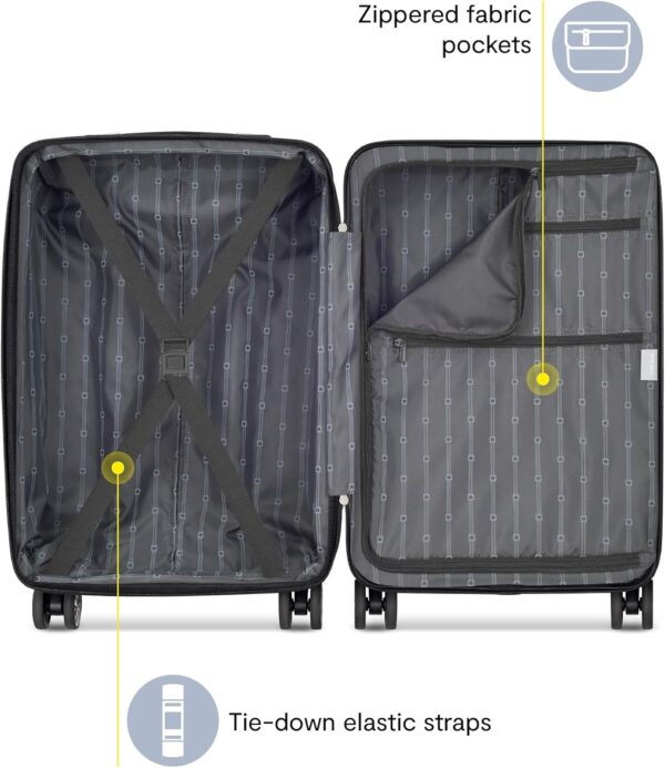 DELSEY PARIS Margot Hardside Luggage, Dual Wheel Spinners for Smooth Travel, Expandable with Spacious & Organizable compartments, Men and Women, Black, Medium Check-in 24-Inch - Image 3
