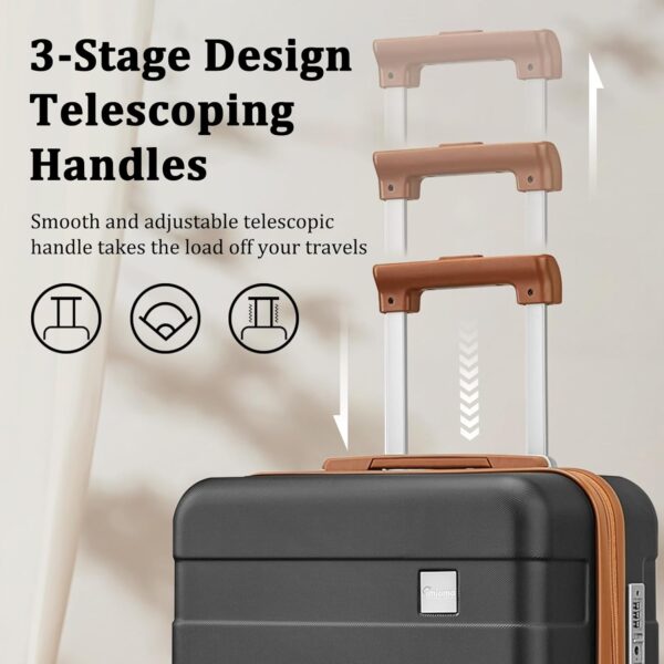 imiomo 24 IN Checked Luggage, Suitcase with Spinner Wheels, Hardside 3PCS Set Lightweight Rolling Travel Luggage with TSA Lock(24"/Black) - Image 4