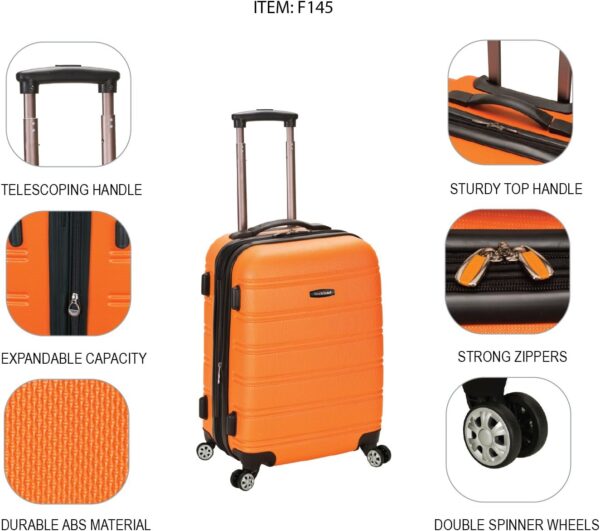 Rockland Melbourne Hardside Expandable Spinner Wheel Luggage, Silver, Carry-On 20-Inch - Image 5