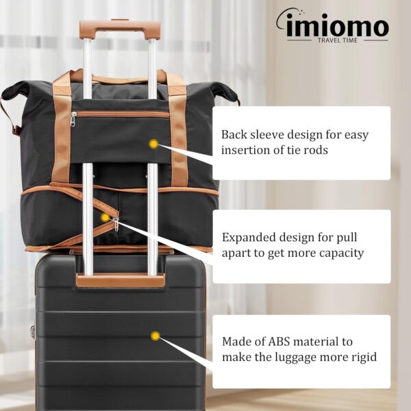 imiomo 24 IN Checked Luggage, Suitcase with Spinner Wheels, Hardside 3PCS Set Lightweight Rolling Travel Luggage with TSA Lock(24"/Black) - Image 8