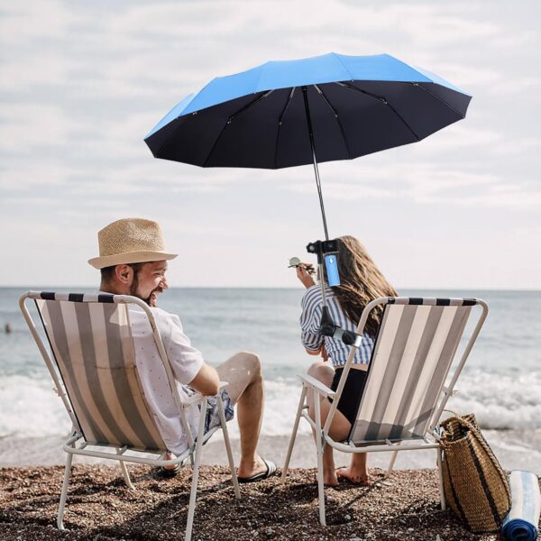 Beach Chair Umbrella with Clamp Clip on Umbrellas for Chair 42 Inches Adjustable Sun Umbrella for Camping Outdoor Chair UPF 50+ Folding Umbrella for Travel Plant Shade Wheelchair - Image 7