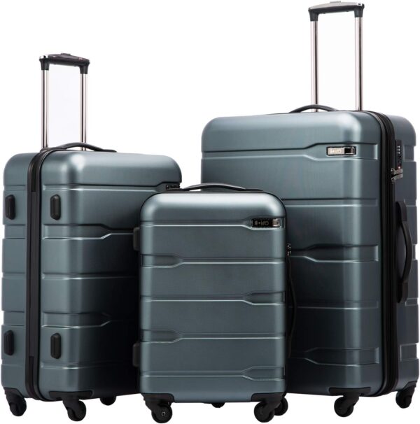 Coolife Luggage Expandable 3 Piece Sets PC+ABS Spinner Suitcase 20 inch 24 inch 28 inch (Teal., 3 piece set)