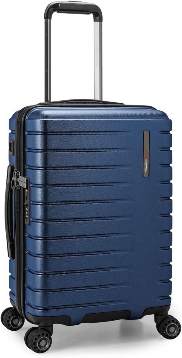 Traveler's Choice Archer Polycarbonate Hardside Spinner Luggage Set, Blue, Carry-On 21-Inch, Tie Down Straps
