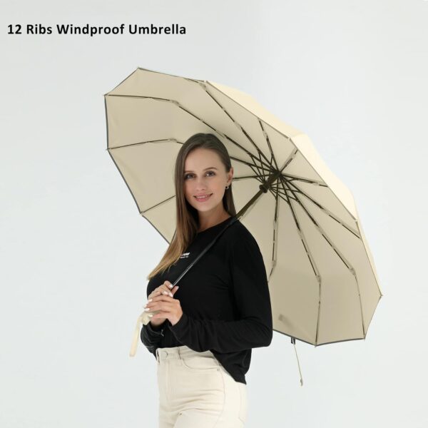 BAODINI Windproof Compact Rain Umbrella for Travel 42/46 Inch Premium Fabric Auto Open Perfect for Purse and Backpack Portable Umbrella for Women and Men - Image 2