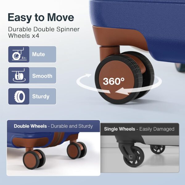Luggage Sets 3 Piece Hardside (3-YEARS VIP SERVICE) Lightweight Expandable Ultra Durable 100% PC Carry On Travel Suitcase set with TSA Lock Spinner Wheels, Classic Blue - Image 6