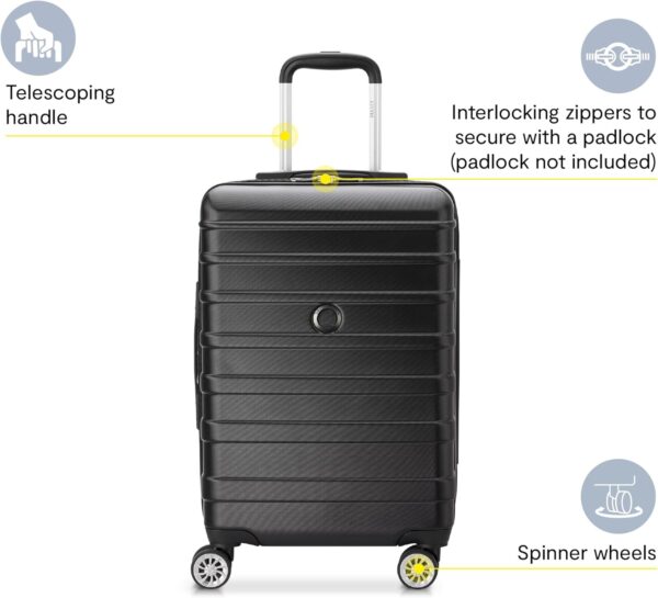 DELSEY PARIS Margot Hardside Luggage, Dual Wheel Spinners for Smooth Travel, Expandable with Spacious & Organizable compartments, Men and Women, Black, Medium Check-in 24-Inch - Image 2