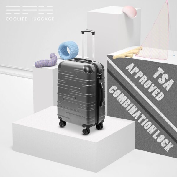 Coolife Luggage Expandable(only 28") Suitcase 3 Piece Set with TSA Lock Spinner 20in24in28in (reg grey) - Image 2