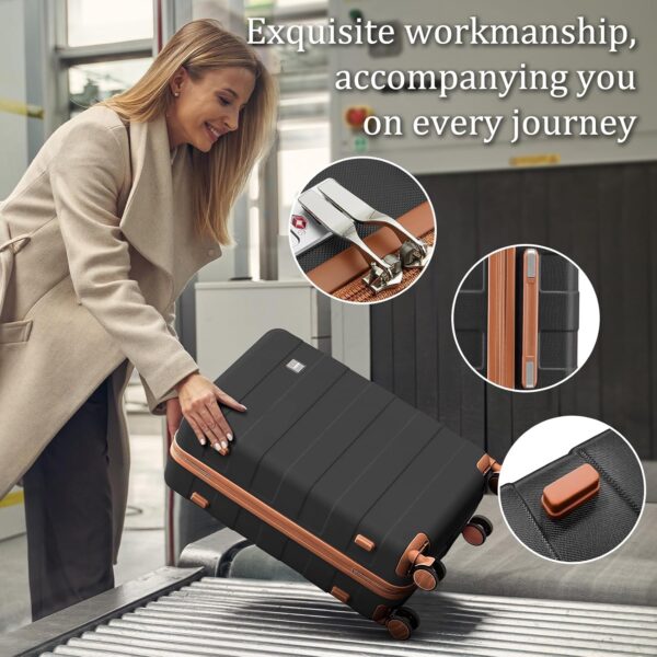 imiomo 24 IN Checked Luggage, Suitcase with Spinner Wheels, Hardside 3PCS Set Lightweight Rolling Travel Luggage with TSA Lock(24"/Black) - Image 6