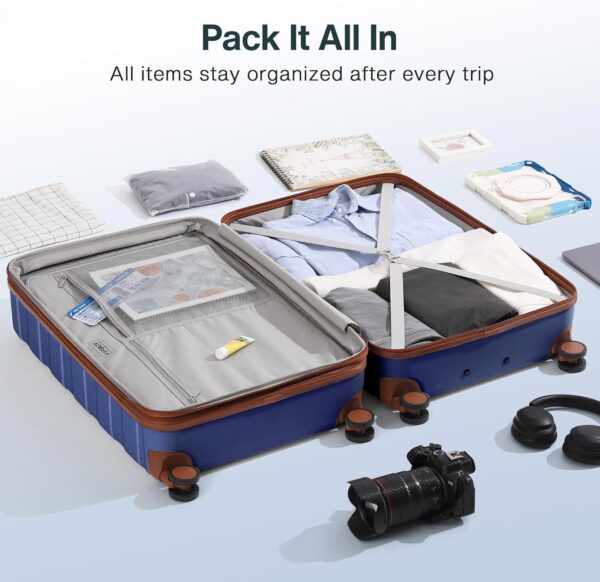 Luggage Sets 3 Piece Hardside (3-YEARS VIP SERVICE) Lightweight Expandable Ultra Durable 100% PC Carry On Travel Suitcase set with TSA Lock Spinner Wheels, Classic Blue - Image 9