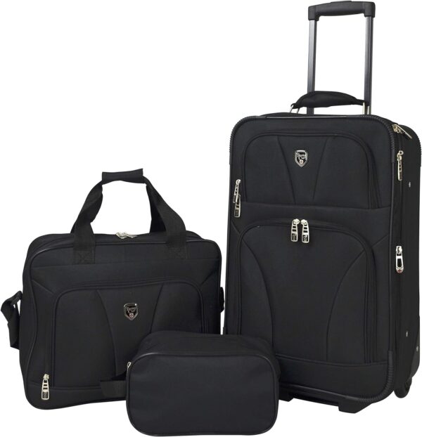 Travelers Club Bowman Expandable Luggage, Black, 3-Piece Set (Dopp/Tote/20)