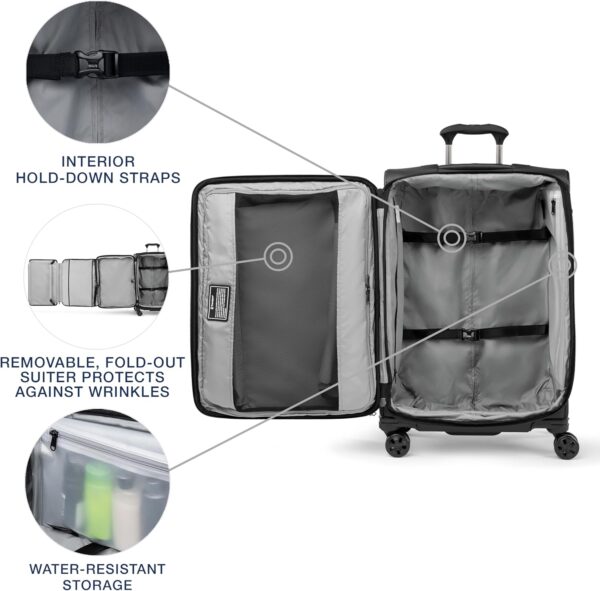 Travelpro Crew Classic Lightweight Softside Expandable Checked Luggage, 8 Wheel Spinner Suitcase, TSA Lock, Men and Women, Checked Medium 25-Inch, Black - Image 5