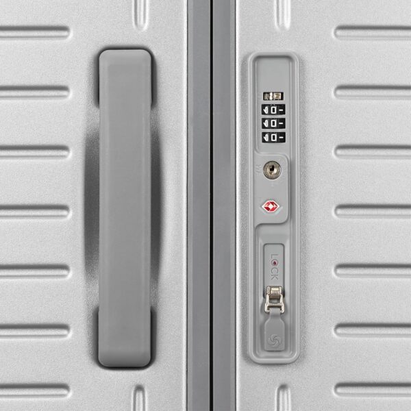 Framelock Max 21” Carry-On Hardshell Zipperless Luggage - Highly Secure Integrated Eazylock™ Mechanism - RightHeight™ Adjustable Handle System - 360° Spinner Wheels - Airline Approved - Glacial Silver - Image 5