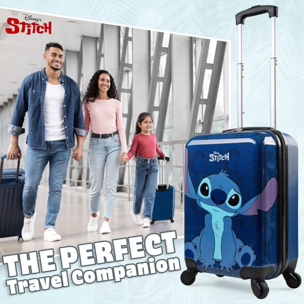 Disney Stitch Suitcase Set or Individual, Hard Shell Suitcase with Wheels 28L, 50L or 91L, 4 Wheels (Navy Stitch Small) - Image 2